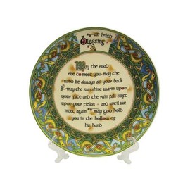 Royal Tara Bone China Blessing Plate Old Irish Celtic Manuscripts Ceramic Kitchenware Souvenir Housewarming Gift Diameter 8"", Green