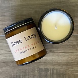Boss Lady Infused With Nobody's 9 to 5 | Premium Soy Wax Candle | The Snarky Mermaid | Amber Jar Candle | Made in USA | Snarky Candles | Scented Candles For Women And Men
