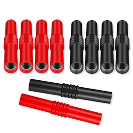 Cleqee Insulated 4mm Banana Jack, Red and Black, 10-Piece Set Female-to-Female Banana Socket Connector Female Adapter Extension for Insulated 4mm Banana Plug Extension