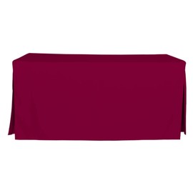 Tablevogue Event Linens Washable Microfiber 6’ Foot Fitted Tablecloth Cover for Rectangular Buffet Table, Parties, Holiday Dinner, Garnet