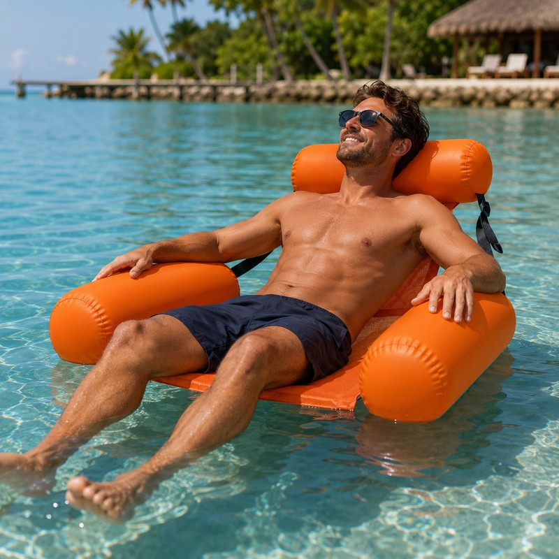 Inflatable Pool Lounger for Adults – Foldable Floating Chair with