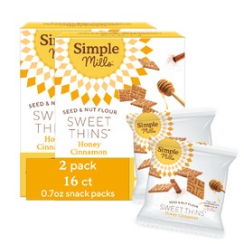 Simple Mills Snack Packs Honey Cinnamon Seed & Nut Flour Sweet Thins, Paleo Friendly & Delicious Sweet Thin Cookies, Good for Snacks, Nutrient Dense, 8 Pack (6.5 oz Pack of 2)