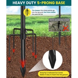 Bird Feeder Pole, 75 inch Bluebird House Pole for Outside Heavy Duty with 5 Prongs Base, Bird Buddy Accessories Mounting Kit, Adjustable Hummingbird Feeder Stand for Outdoor Wild Birds Watching