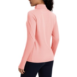 MAGCOMSEN Fleece Lining Jacket for Women Zip Up Thermal Workout Shirt Yoga Hiking Exercise Winter Pullover Lightpink S