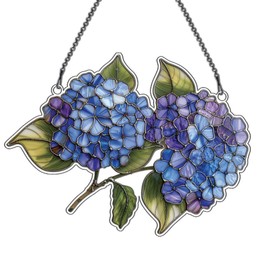 Hydrangea Branch Ornament Acrylic Window Hanging, Gift for Flower Lovers, Home Wall Room Hanging Decor, Christmas Decorations