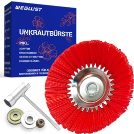 WEGLUST Nylon Weed Brush for Brushcutter, 200 x 25.4 mm, with Wire Brush and Nylon Bristles (Red)