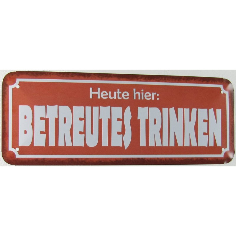 Tin Sign 27 x 10 cm Curved Today Here Betreutes