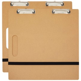 2-Pack Artist's Drawing Sketch Boards, Large Art Clipboards with Left-Side Handle Holes and Paper Retaining Rubber Bands, Portable Drafting Boards for Home, Office, Studio, and Field (18x18 in)
