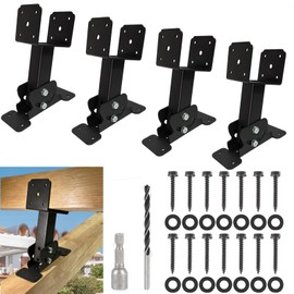 PUXILEM 4pcs Adjustable Angle Pergola Brackets Heavy Duty Roof Riser Beam Bracket,Fits 4×4 and 4×6 Wood Beams，Applied to Patio Pergola Gazebo