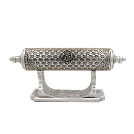 Modefa Islamic Turkish Table Decor Showpiece Gift Sculpture Scroll Stand 99 Names of Allah ESMA (Silver)