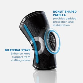 LP Support 170XT Premium Compression Knee Sleeve with Silicone Patella Pad & Bilateral Stays - Breathable Joint Stability & Injury Prevention Brace fo