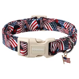 DOGWONG Patriotic Flag Dog Collar, 4th of July American Flag Dog Collars, Adjustable Cute Patriotic Pet Collars Fourth of July Design Dog Collar for Small Medium Large Dogs