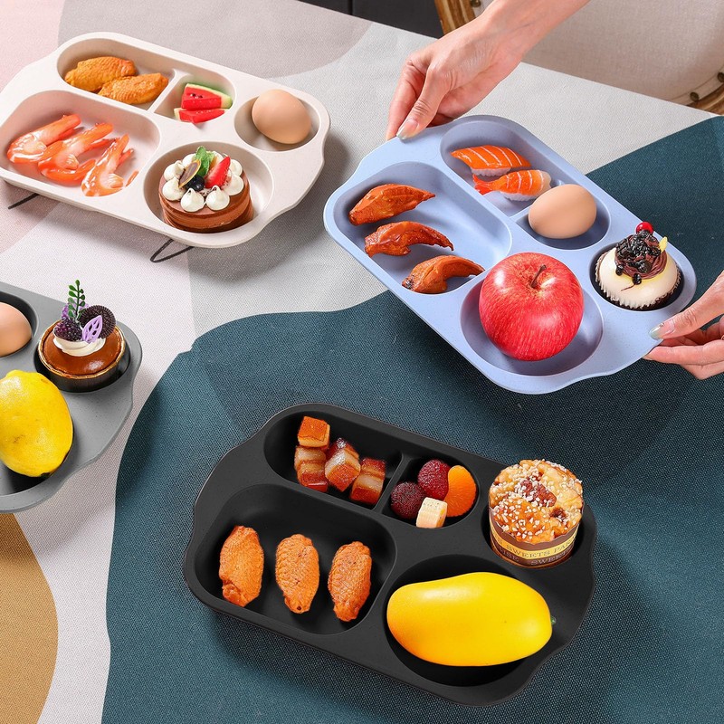 Vesici 8 Pcs Large 12 Inch Unbreakable Divided Plates for