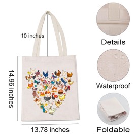 Chickens Owner Shopping Bag Funny Farm Animal Party Gift for Chickens Eggs Lover Eater Travel Tote Bag (Chickens)
