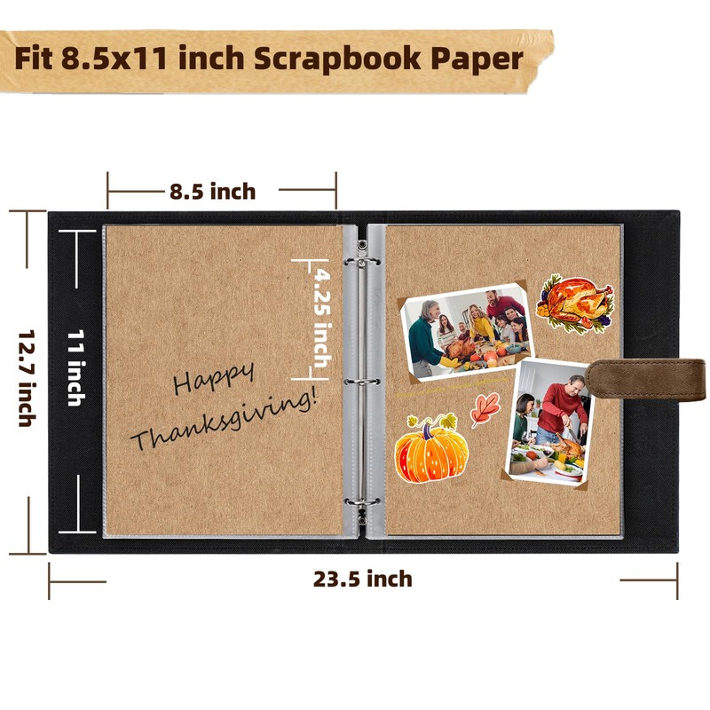 Vienrose 13"x11" Scrapbook Album Gift Set Faux Leather DarkBrown 60