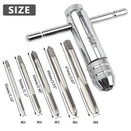 CYH T-Handle Ratchet Tap Adjustable Tap Threading Wrench Set M3-M8 Metric Metal Hand Thread Taps for Tap and Die Sets