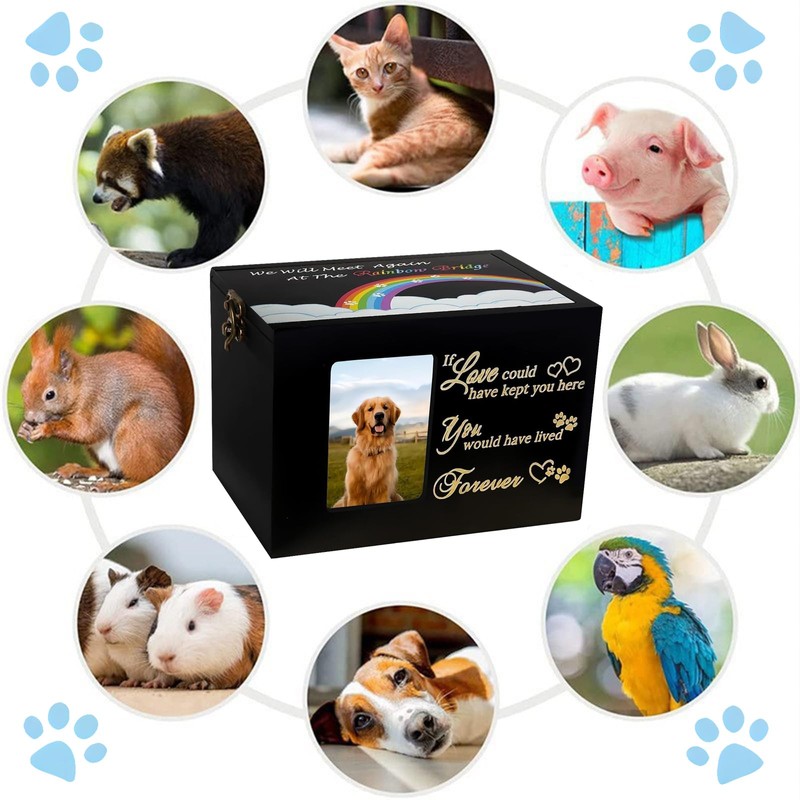 Sofunii Pet Urn for Ashes, Solid Wood Memorial Urn for