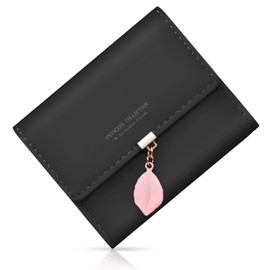 flintronic Women's Purse, PU Leather Purse, Small Purse, Large Capacity with Multiple Card Slots and Compartments, Elegant Women's Purse, #5 Black, Casual