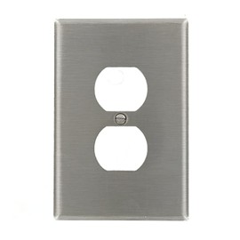 Leviton 1-Gang Duplex Wallplate, Oversized, Non-Magnetic Stainless Steel, 84103-40