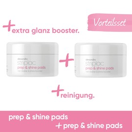 alessandro Striplac Prep & Shine Pads Bundle - 2 x 50 Pieces - 2-in-1 Special Pads for Nails - Cleaning & Extra Shine Booster After Painting - Optimal Preparation & Care