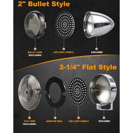 NTHREEAUTO 1157 - Señales de giro LED delanteros y traseros para bala de 2 pulgadas + luz de señal de giro plana de 3-1/4 pulgadas compatible con Harley Dyna Softail Sportster Road King Street Glide Iron 883 Touring 1986-2022 (SMD)