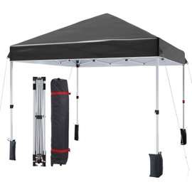 Outdoor Canopy Tent,8 x 8 Ft Pop Up Beach Canopy Tent 3 Adjustable Heights for Outdoor Shades with Wheeled Bag, 8 Stakes, 4 Ropes, Portable Shelter for Events, Parties, Camping