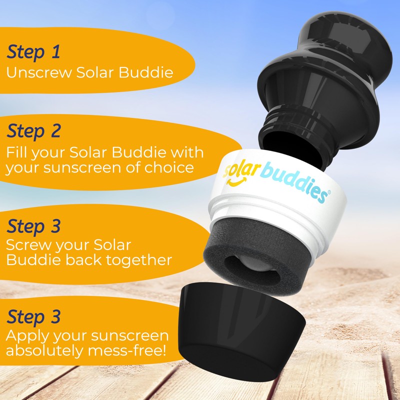 Solar Buddies Sunscreen Applicator - Single Black - Refillable Roll