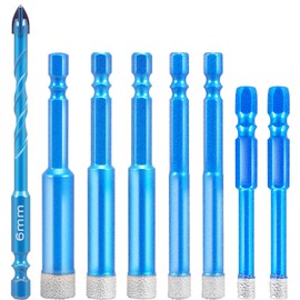 8PCS Diamond Drill Bit Set for Precise Drilling Multi Size Ceramic Tile Drilling Set Diamond Core Drill Bit for Granite Quartz..(Navy Blue,8)