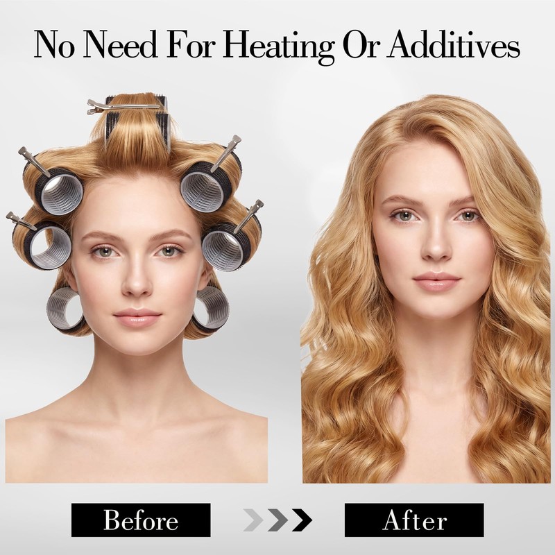 Large Hair Rollers Set, 12 Pieces 60mm Heat Free Jumbo