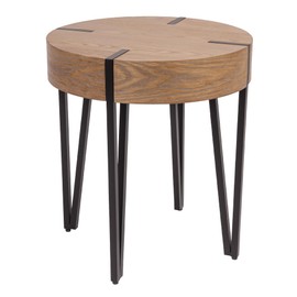 Creative Co-Op Astoria Wood End Table with Metal Hairpin Legs, Natural and Black