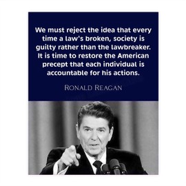 "Individuals Are Accountable"- Ronald Reagan Quotes Wall Art- 8 x 10" Inspirational-Presidential Portrait Print-Ready to Frame. Retro Home-Office-Bar-Garage-Man Cave Décor. Great Patriotic Gift.