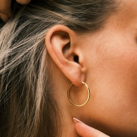 Mary & Jules Hoop Earrings, Gold, Made of Recycled Silver, Gold-Plated, 925 Sterling Silver, Women and Girls, Skin-Friendly, Sterling Silver