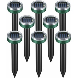 8 pk Mole Repellent Gopher Repellent Solar Snake Repellent Ultrasonic Vole Gopher Repellent Sonic Waterproof Spikes Stakes for Garden Yard (GR8)