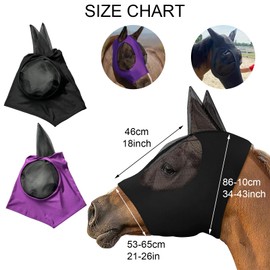 MLPKOI Fly Mask Horse, Super Comfort Stretchy Horse Fly Mask, Large Eye Space, Horse Mask with Ears Protector Protection, Fly Mask Breathable Skin-Friendly, Fly Mask Horses, Soft on Skin