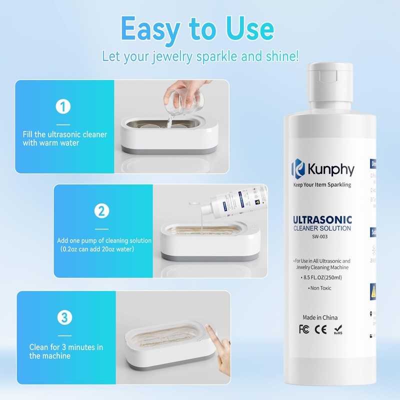 kunphy Sonic Jewelry Cleaner - Effective Solution for Cleaning Gold,