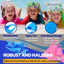 aquazon Joy Children's Flippers, Easy to Put on, Super Flexible Material for Swimming and Snorkelling in Trendy Colours, Sizes 28-35, Colour: Pink, Size: 30/34