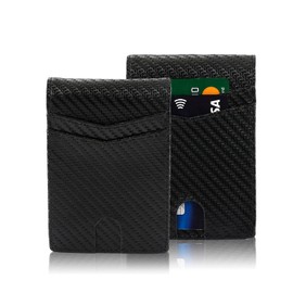 Slim Wallet for Men, 12 Compartments Large Capacity RFID Wallet for Men, Bifold Minimalist Wallet for AirTag, Birthday Father's Day Gifts for Men, Dad (Black), black, Minimalist