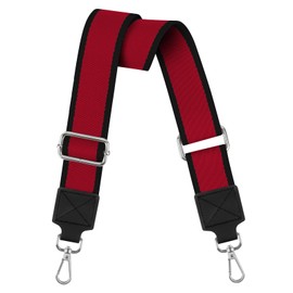 Muteffcase Purse Strap Wide Replacement Crossbody Bag Straps, 1.5" Canvas Handbag Shoulder Strap, Adjustable Tote Belt (1.5" Red/Silver Buckle)