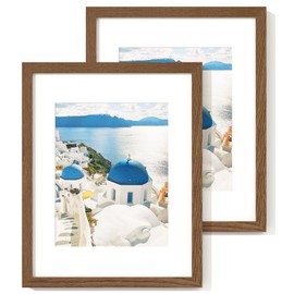 Axeman 11x14 Picture Frame with Mat for 8x10, Solid Oak Wood Picture Frames with Tempered Glass, Natural Wooden 11x14 inch Photo Frame for Wall with Wall Hook Included, Set of 2, Walnut