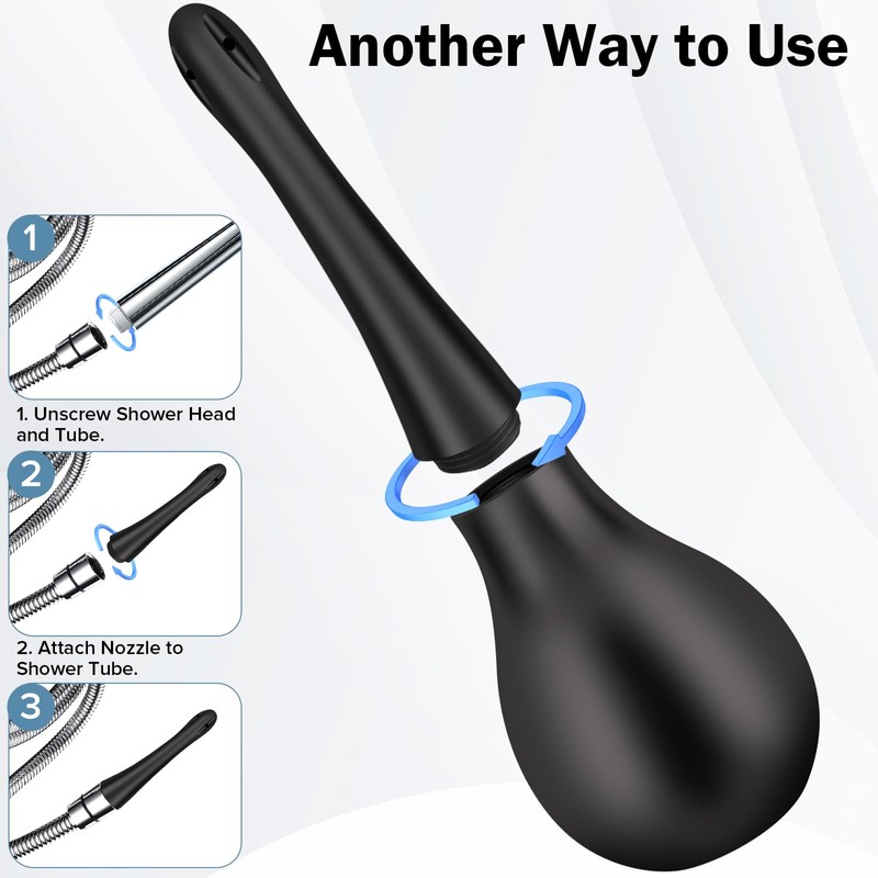 SewXew Enema Bulb Anti Backflow Anal Douche Kit with Lube