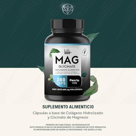 LIFE360 Glicinato de Magnesio de 280 Cpsulas con 2620 mg por porcin. Alta absorcin. Suplemento Alimenticio Mag Glycinate.                             
