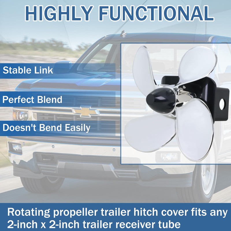 Tow Hitch Cover 77009, Spinning Propeller Trailer Hitch Cover Plastic