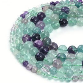 PLTbeads Gorgeous Mutilcolor Fluorite Crystal Natural Gemstone Loose Beads 6mm Smooth Round Approxi 15 inch DIY Bracelet Necklace for Jewelry Making