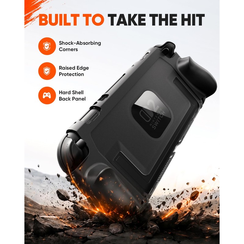 Switch 2 Grip Case, Dockable Protective Cover with Screen Protector