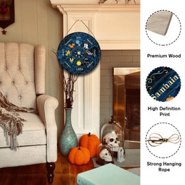 NBEADS Wheel Of The Year Wood Sign, 30cm Sabbats Norse Pagan Sign Witches Runes Wood Engraved Board Wiccan Holidays, Wicca Calendar, Yule Altar, Celestial Sign, Vintage Handmade Christmas Sign Decor