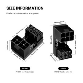 YIMATEECO 8-Pin GPU Power Adapter,2 Pack U Turn 180 Degree Angled 8pin Female to 8pin Male Power Connector Fou Desktop Graphics Card (Angle Down,Black)