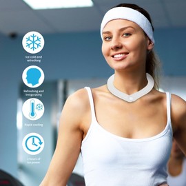 2PCS Snap Button Neck Cooling Tube with Insulated Bag,Reusable 18℃/64℉ Ice Neck Ring Wearable Body Cooling Products for Summer Heat (White*2/Snap Button)