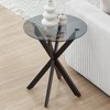 Modern Glass End Table, Small Round Side Table for Couch,