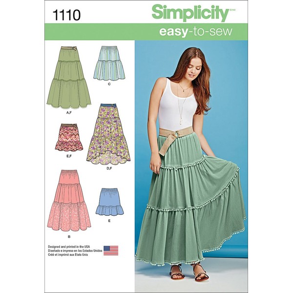 Simplicity Simplicity 1110 Learn to Sew Tiered Skirt Sewing Pattern