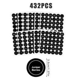 SAVITA 432pcs 3.5cm Spice Labels Stickers, Round Preprinted Spice Labels Waterproof Spice Jar Label Spice Labels Spice Containers Labels Seasoning Labels for Spices Rack Organization (Black)